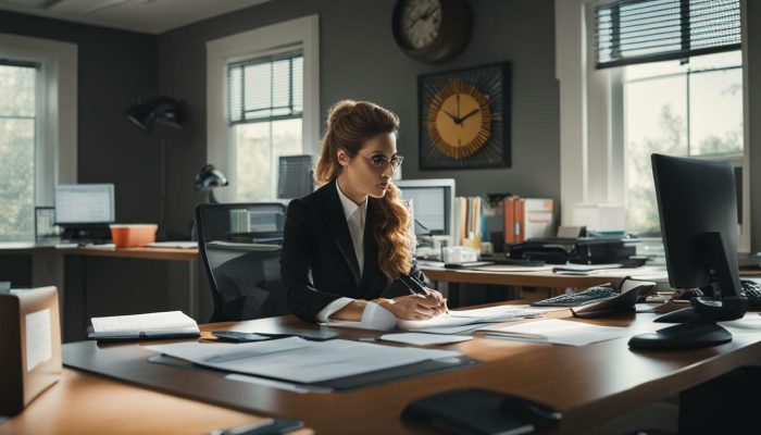 Administrative assistant working in an office Administrative assistant working in an office